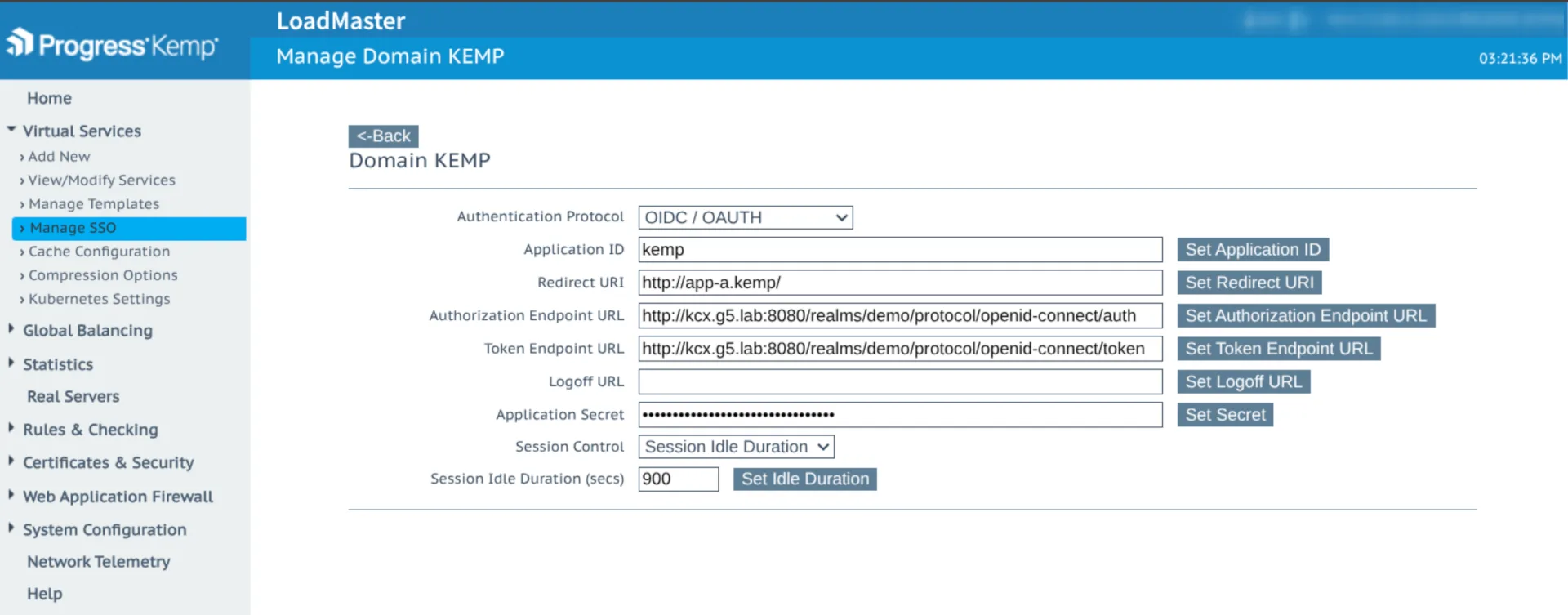 kemp loadmaster SSO keycloak client